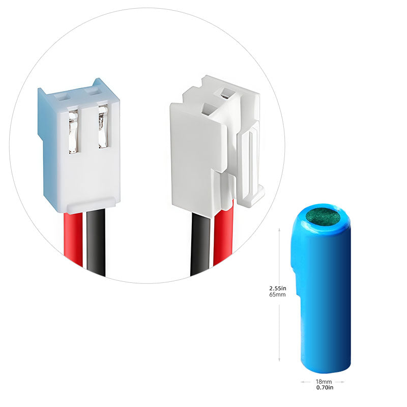 Li-ion 3,7V 2200-3200MAH 1P 18650 Litiumbatteripakke med ledningskontakt