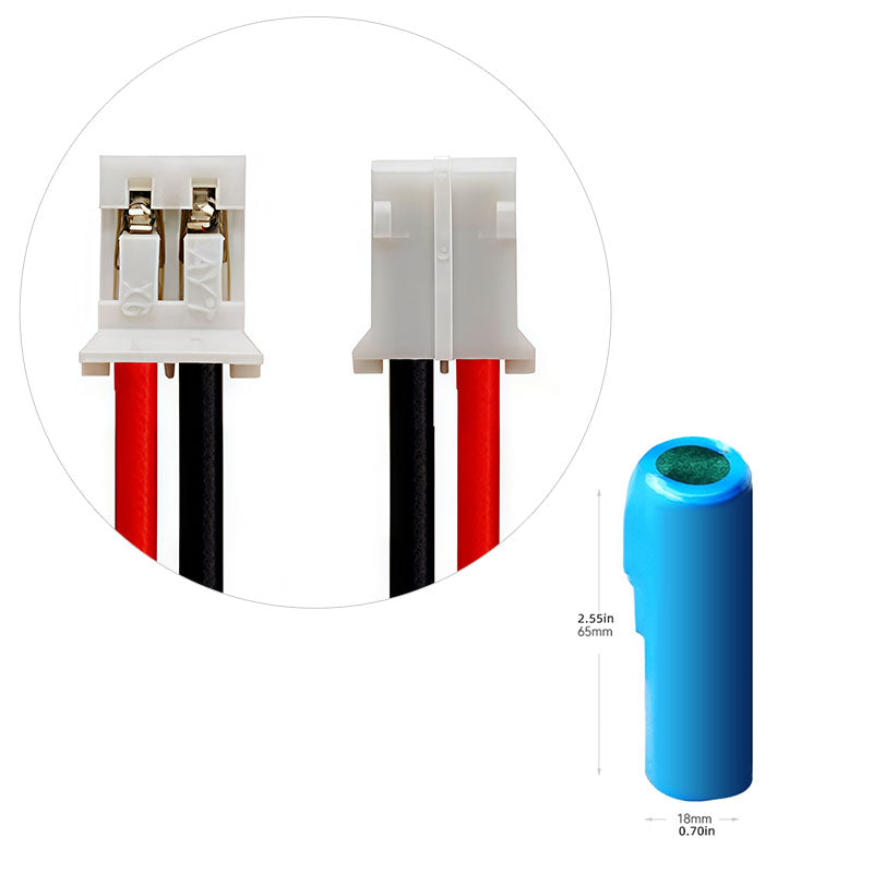 Li-ion 3,7V 2200-3200MAH 1P 18650 Litiumbatteripakke med ledningskontakt