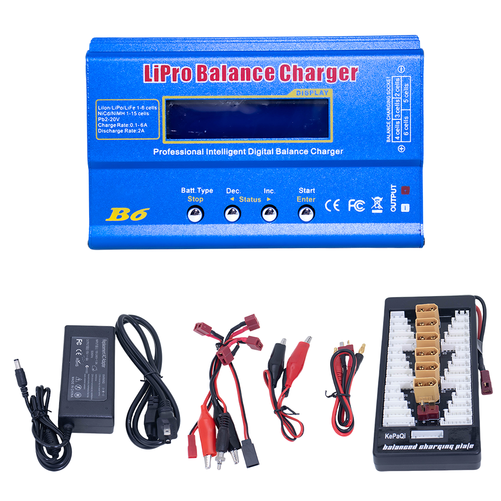 B6 Mini Professionel Balancer/aflader med Strømforsyning til 1S-6S LiPo LiIon Life NiCd NiMh Pb RC Batteri